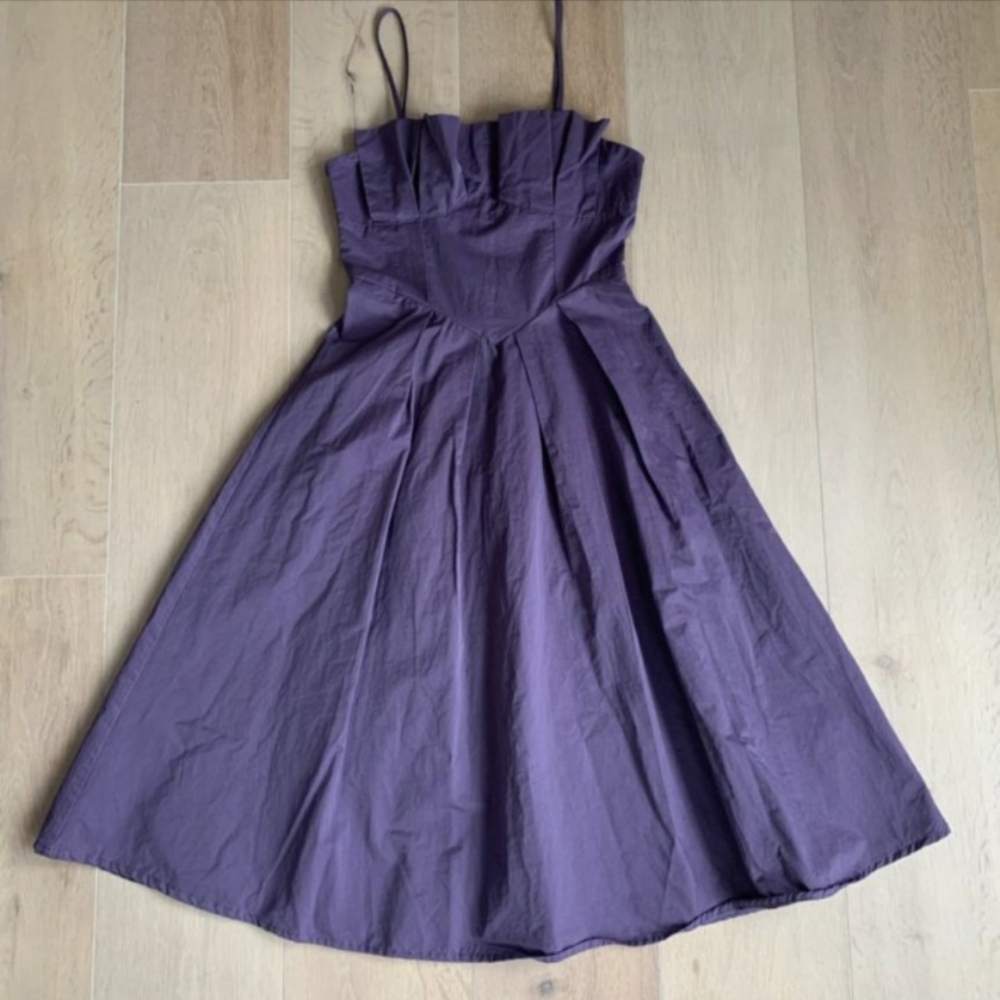 Retro Ruffle Chest Purple Summer Dress